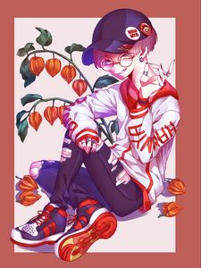 Preview wallpaper boy, cap, style, anime, art, cartoon