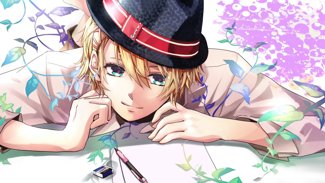 Wallpaper boy, cute, smile, hat, pen