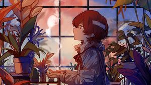 Preview wallpaper boy, flowers, magic, anime, art