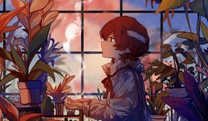 Preview wallpaper boy, flowers, magic, anime, art