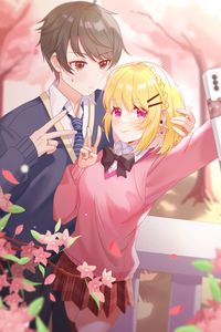Preview wallpaper boy, girl, couple, selfie, anime