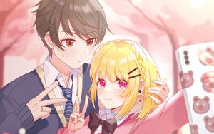 Preview wallpaper boy, girl, couple, selfie, anime