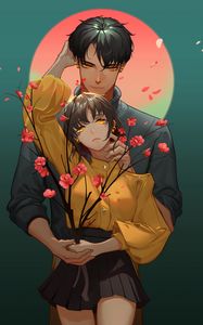 Preview wallpaper boy, girl, couple, hugs, love, anime