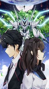 Preview wallpaper boy, girl, couple, robot, anime