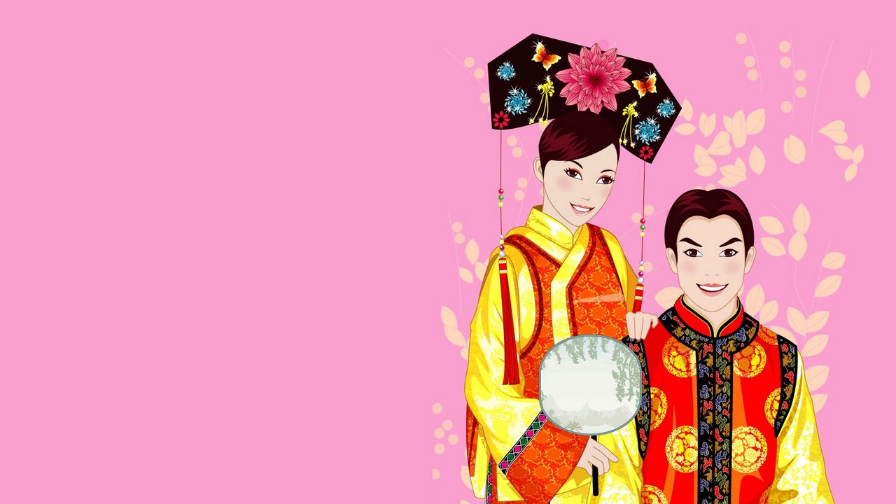 Wallpaper boy, girl, kimono, costume, couple, china