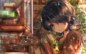 Preview wallpaper boy, glance, books, anime