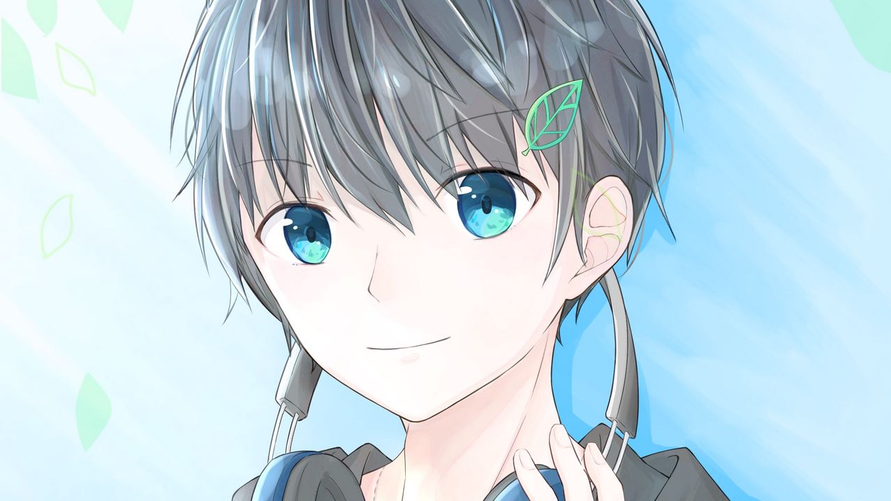 Wallpaper boy, glance, headphones, anime, art