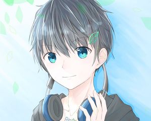 Preview wallpaper boy, glance, headphones, anime, art