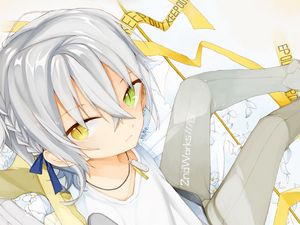 Preview wallpaper boy, glance, heterochromia, anime, light