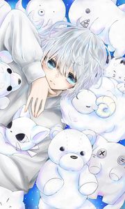 Preview wallpaper boy, glance, toys, anime, art, white