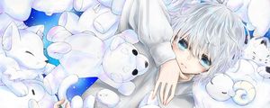 Preview wallpaper boy, glance, toys, anime, art, white