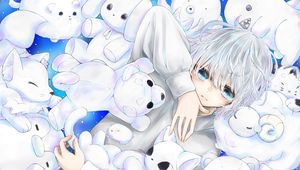 Preview wallpaper boy, glance, toys, anime, art, white