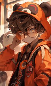 Preview wallpaper boy, glasses, hood, ears, style, anime