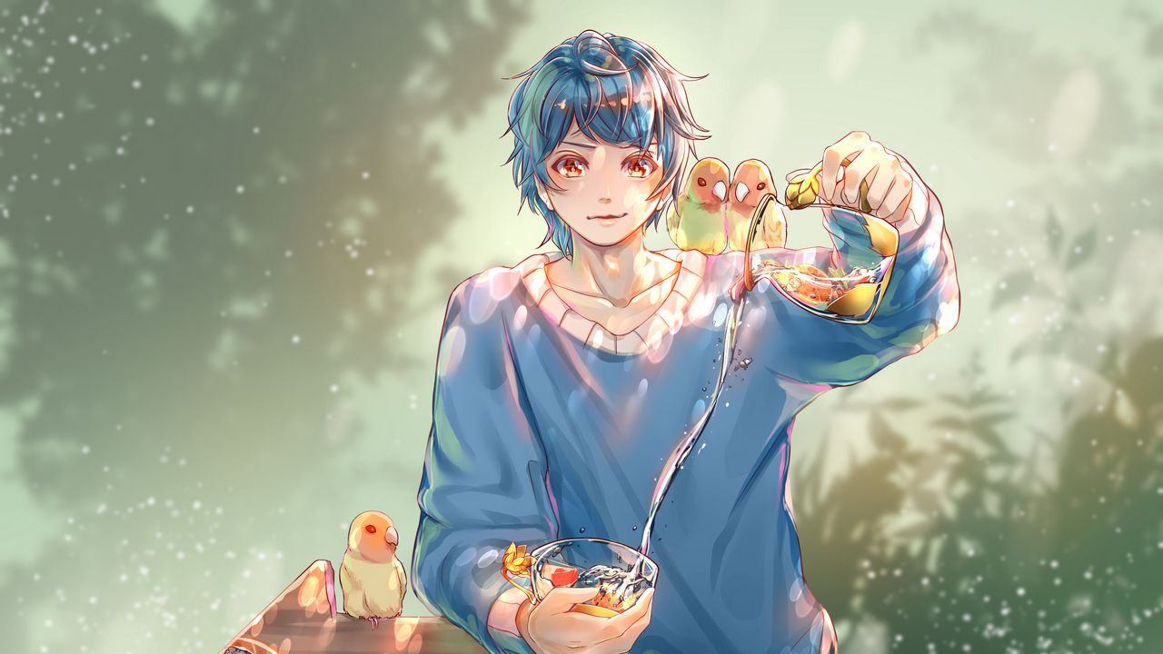 Wallpaper boy, lemonade, drink, anime, art