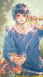 Preview wallpaper boy, lemonade, drink, anime, art