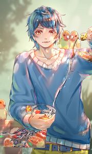 Preview wallpaper boy, lemonade, drink, anime, art