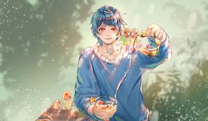 Preview wallpaper boy, lemonade, drink, anime, art