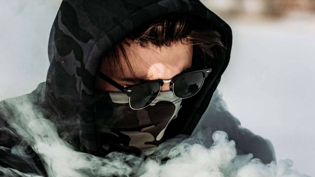 Wallpaper boy, mask, smoke, glasses, hood