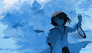 Preview wallpaper boy, pages, clouds, anime, art, cartoon