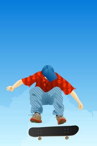 Preview wallpaper boy, skateboard, jump, cap, clothing