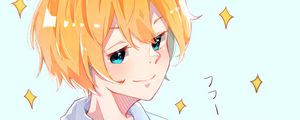Preview wallpaper boy, smile, glance, anime, art, yellow
