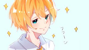 Preview wallpaper boy, smile, glance, anime, art, yellow