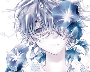 Preview wallpaper boy, smile, kimono, anime, art, blue