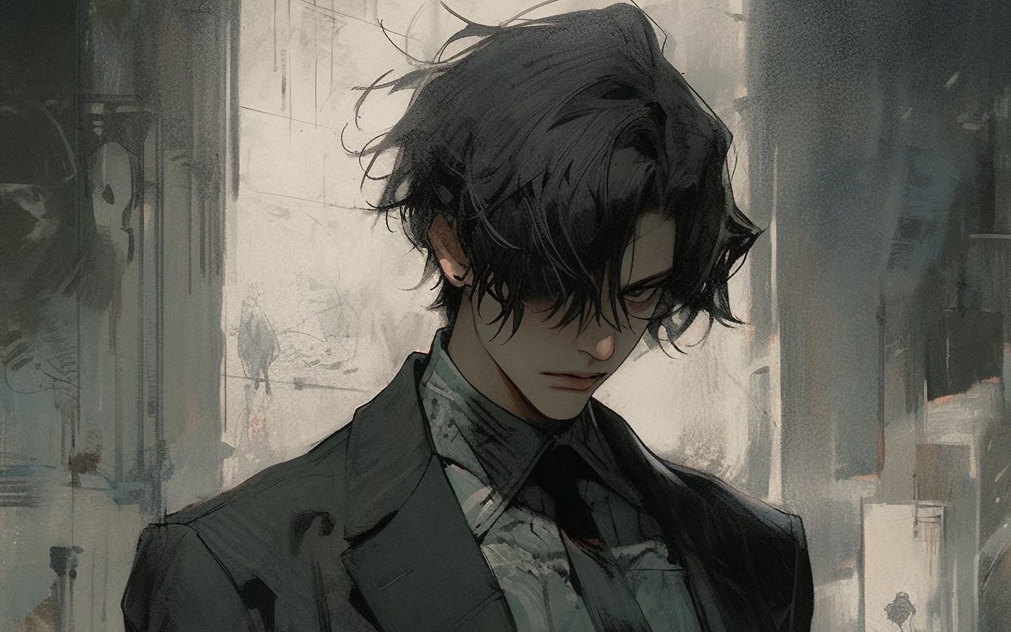 1440x900 Wallpaper boy, suit, tie, anime