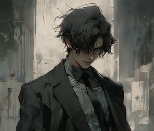 Preview wallpaper boy, suit, tie, anime