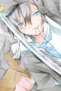 Preview wallpaper boy, sword, blade, anime, art