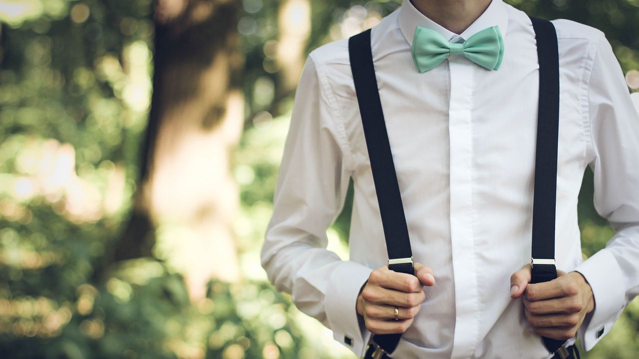 Wallpaper boyfriend, bridegroom, attire, suspenders, shirt, bow tie