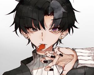 Preview wallpaper boyfriend, heterochromia, hand, gesture, anime