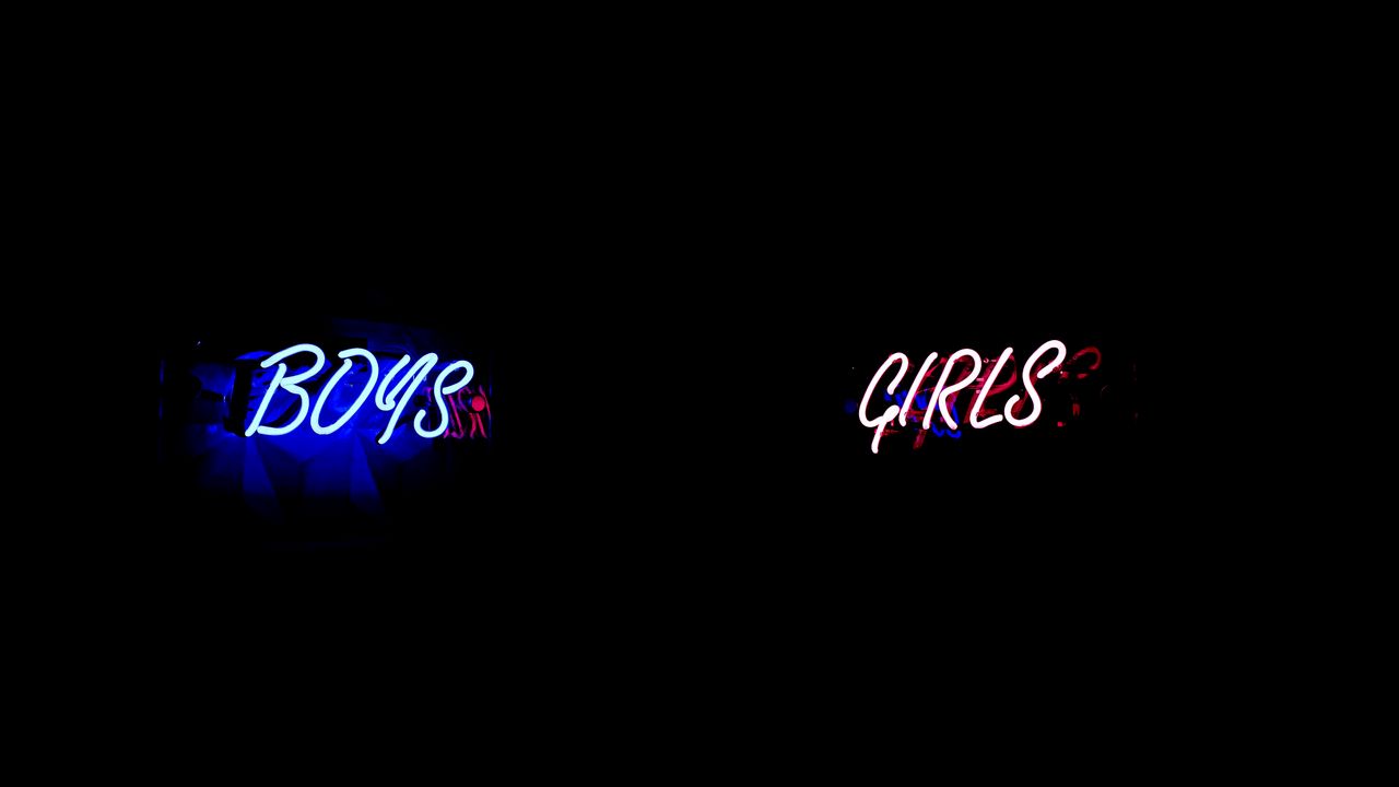 Wallpaper boys, word, neon, signboard, light, blue