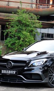 Preview wallpaper brabus, mercedes, amg, black, side view