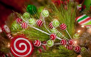 Preview wallpaper branch, decorative, toys, glitter, new year, holiday