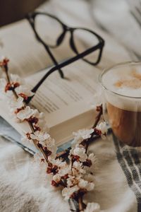 Preview wallpaper branch, flowering, coffee, glasses, still life