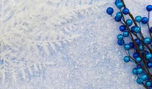 Preview wallpaper branches, balls, frost, winter, blue