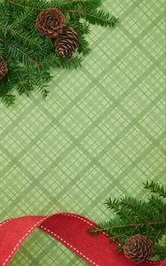 Preview wallpaper branches, cones, ribbons, new year, christmas