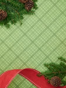 Preview wallpaper branches, cones, ribbons, new year, christmas