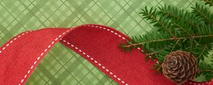 Preview wallpaper branches, cones, ribbons, new year, christmas