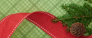 Preview wallpaper branches, cones, ribbons, new year, christmas