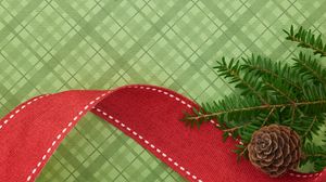 Preview wallpaper branches, cones, ribbons, new year, christmas