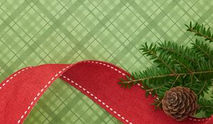 Preview wallpaper branches, cones, ribbons, new year, christmas