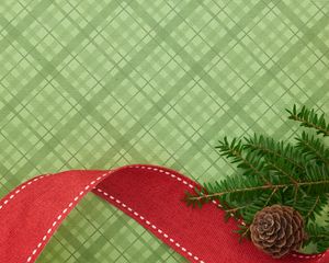 Preview wallpaper branches, cones, ribbons, new year, christmas