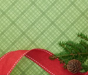 Preview wallpaper branches, cones, ribbons, new year, christmas