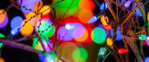 Preview wallpaper branches, garlands, colorful, lights, festive