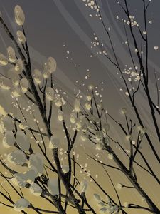 Preview wallpaper branches, vector, willow, flowers, art, flowering