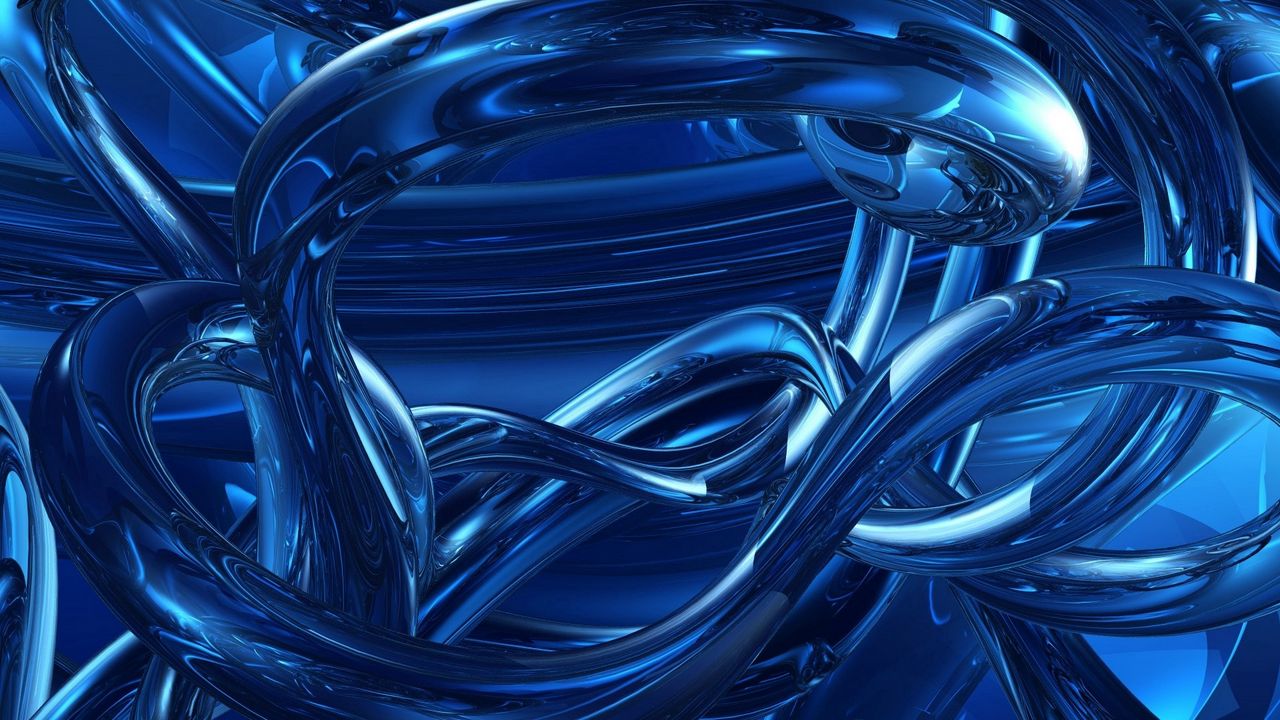 Wallpaper branching, shape, depth, blue, shiny