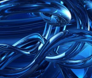 Preview wallpaper branching, shape, depth, blue, shiny