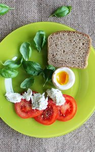 Preview wallpaper bread, egg, tomatoes, basil, cheese